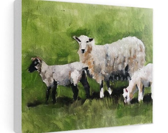 Sheep Painting: Fine Art Print on Canvas or Paper