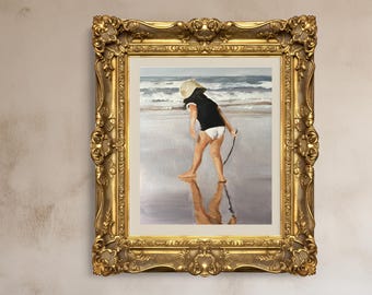 Girl on Beach Art Print: Children's Room Decor