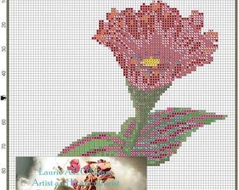 Simply Art (c) Cuadro de patrones de punto de cruz "La Zinnia roja"