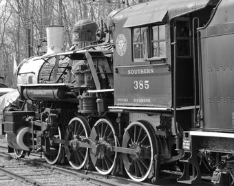 Steam Train Fine Art Print: 1907 Southern Locomotive, Black and White Photography