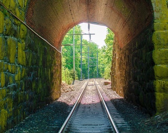 Railroad photography, Railroad print, train tracks photo, boys room decor, train gift, train photography, train print, industrial wall art