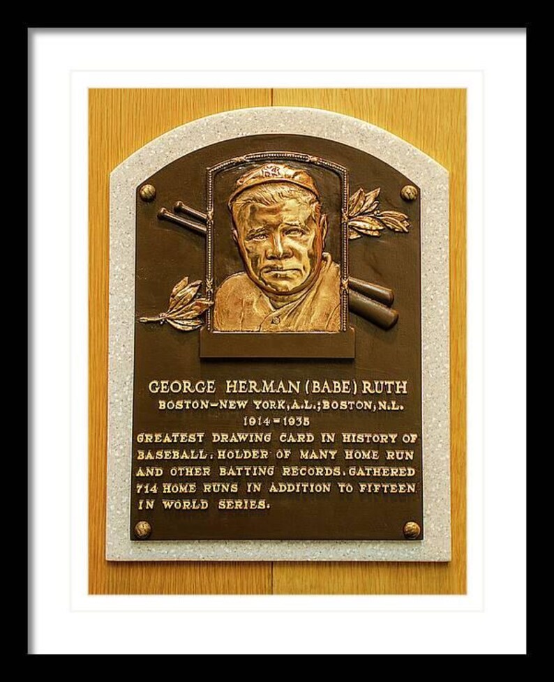 Babe Ruth Hall of Fame Plaque, New York Yankee Gift, Babe Ruth Canvas ...