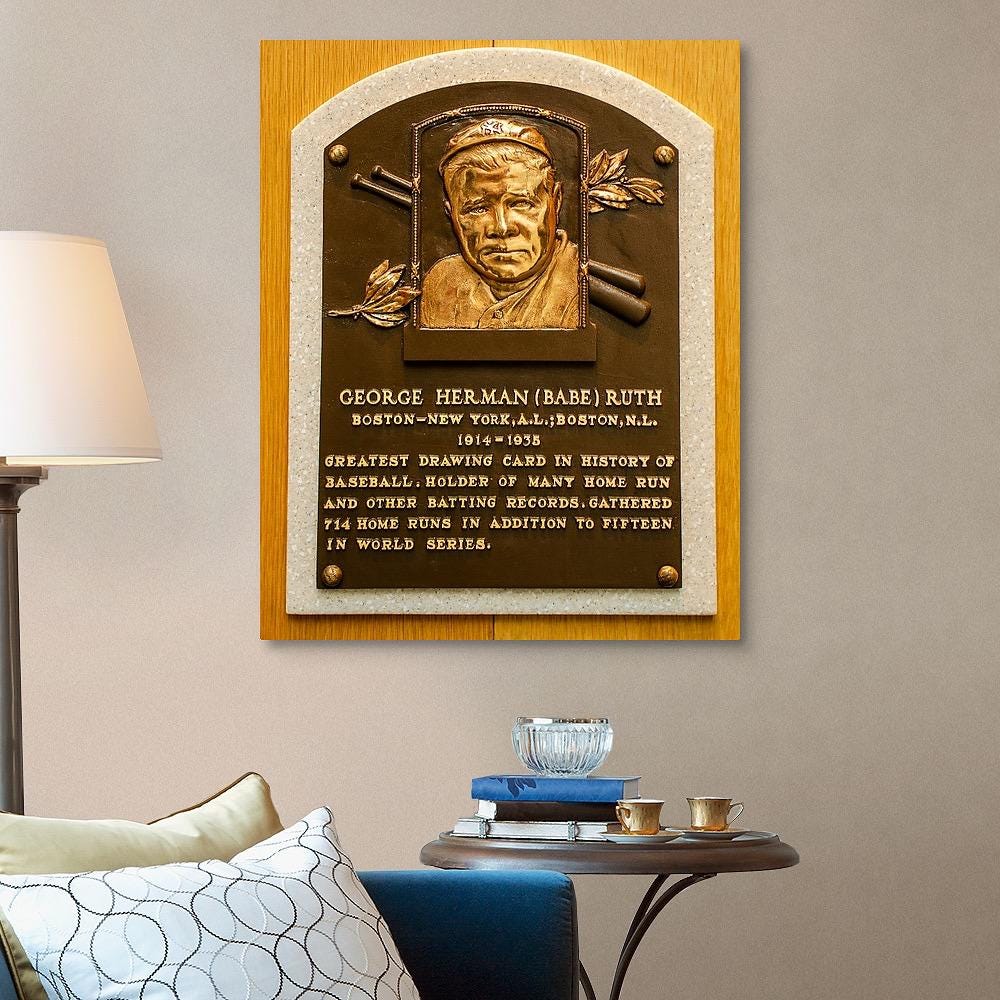 Babe Ruth Hall of Fame Plaque, New York Yankee Gift, Babe Ruth Canvas ...