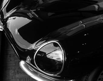 Jaguar XKSS schwarz weiße Auto Poster: Klassische Automobile Wandkunst