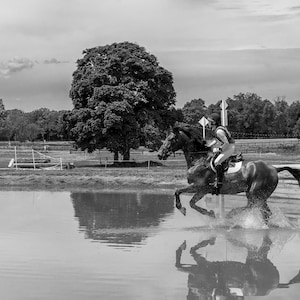 Equestrian Fine Art Print: Black and White Showjumping Photography