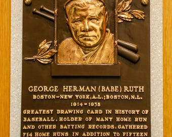 Babe Ruth Hall of Fame Plaque, New York Yankee Geschenk, Babe Ruth Leinwand Wandkunst, NY Yankees Wandkunst