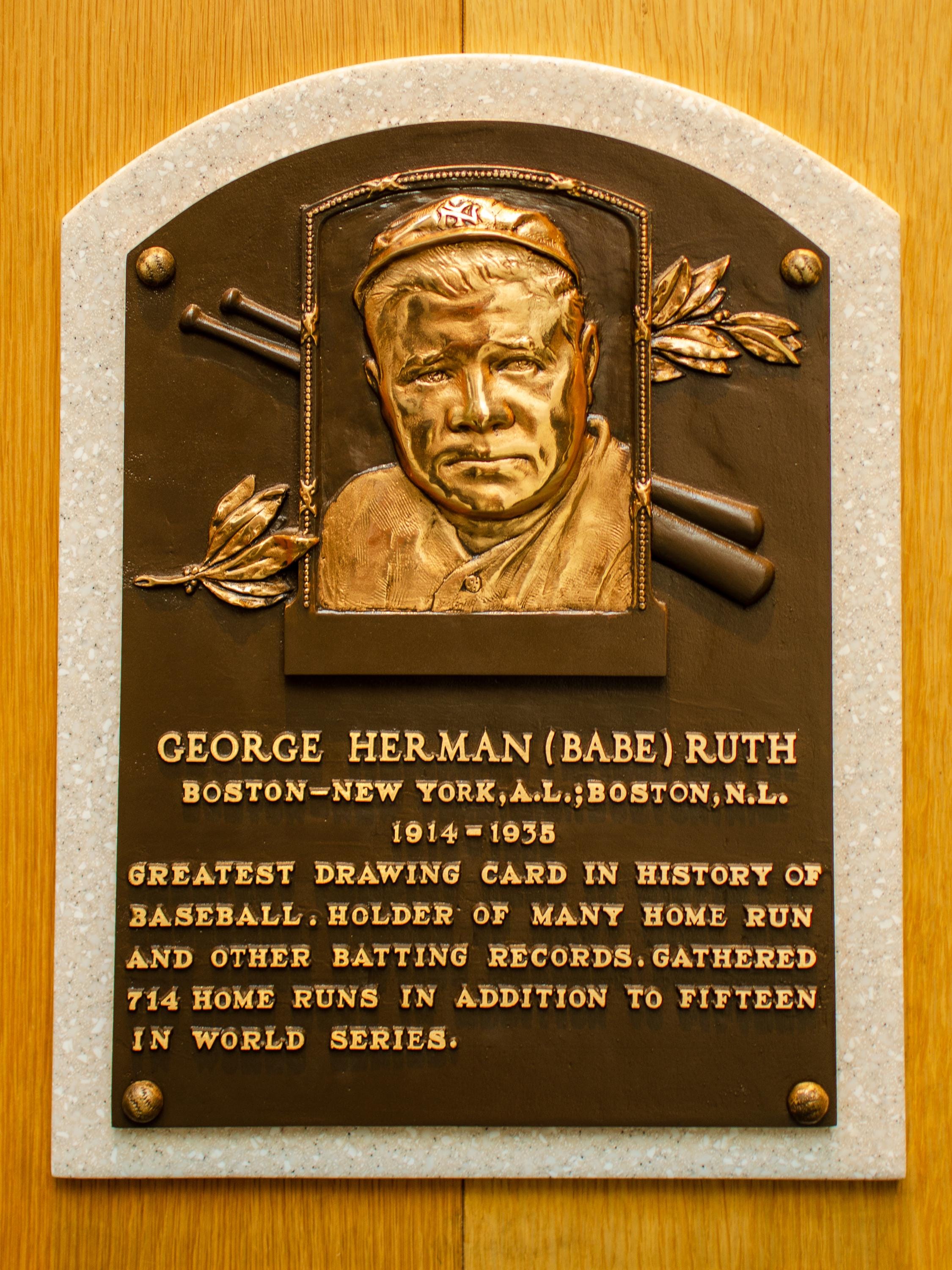 Babe Ruth Hall of Fame Plaque, New York Yankee Gift, Babe Ruth Canvas ...