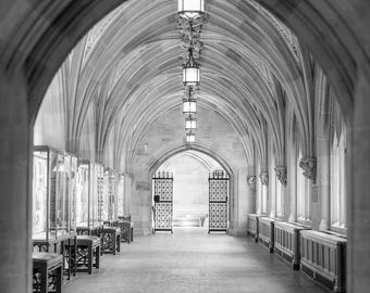 Yale University Print: Sterling Library Black and White Canvas