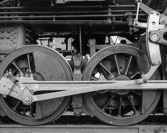 Steam Train Wheel Art Print: Vintage Industrial Decor