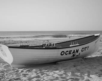 Ocean City NJ Print: Black and White Beach Photography, Beach House Decor