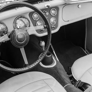 Triumph TR-3a Black and White Car Canvas Print: Vintage Automotive Art