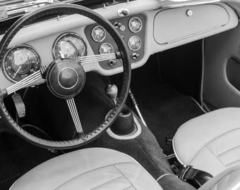 Triumph TR-3a Black and White Car Poster: Vintage Automobile Kunst