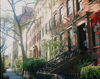 Greenwich Village Brownstone Print: NYC Film Photography, Spring Decor