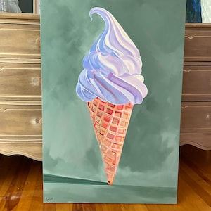 original acrylic painting of ice cream cone 24x36 canvas