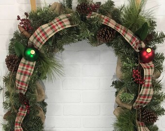 Christmas Garland,Winter Garland, Christmas Mantle, Winter Mantel, Christmas Swag, Winter Swag, railing, Firelpace holiday decor