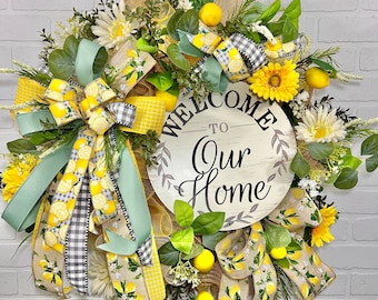 Everyday Wreath, Lemon Door Wreath, Spring Wreath, Summer Wreath, Wreath for Front Door, Farmhouse Wreath, Year Round Wreath