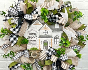 Everyday Wreath, Everyday Welcome Wreath, Spring Wreath, Summer Wreath, Front Door Wreath, Farmhouse, Deco Mesh Wreath, new home, gift,