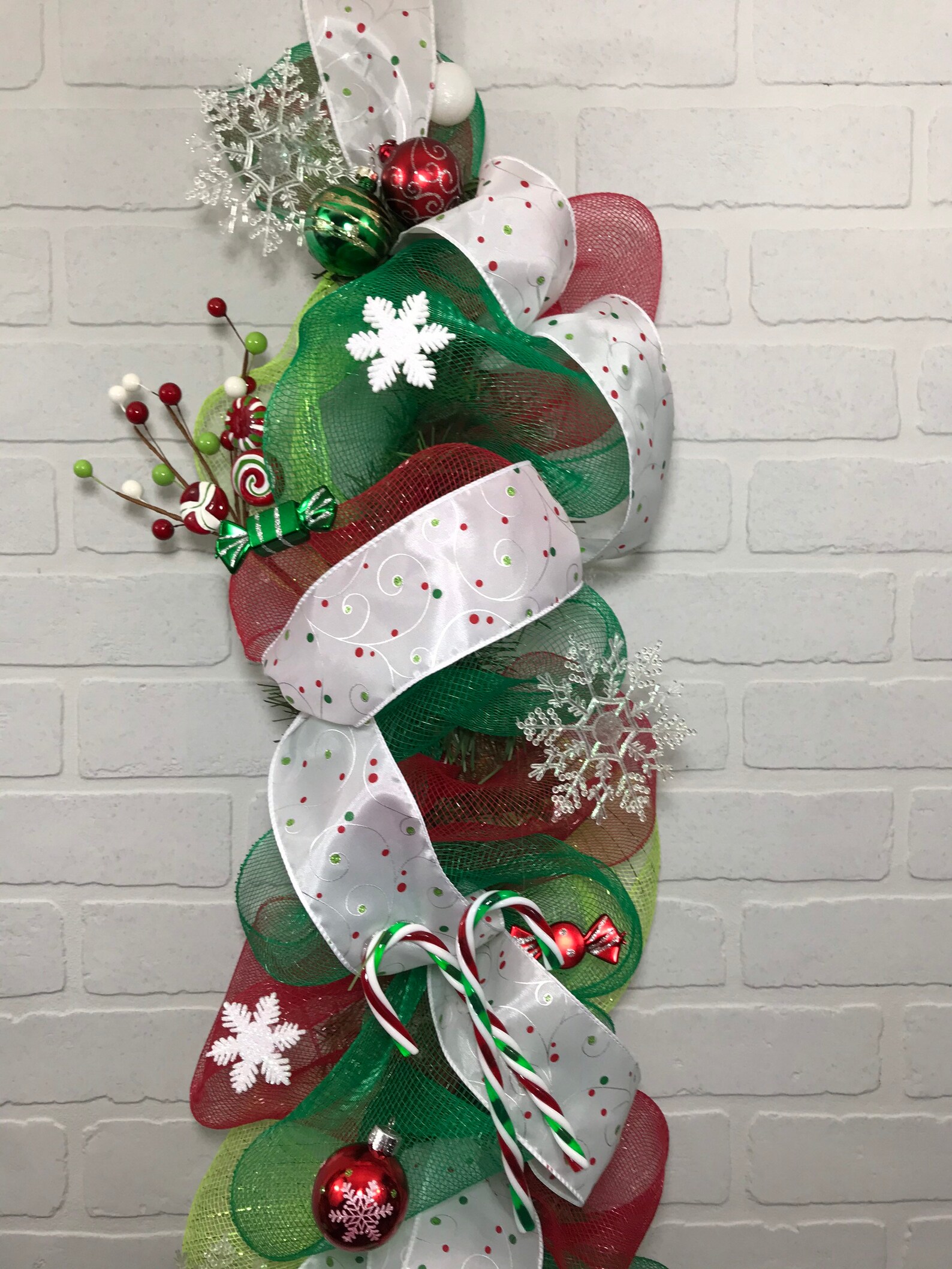 Christmas Door Swag Winter Door Swag Christmas Mesh Swag - Etsy