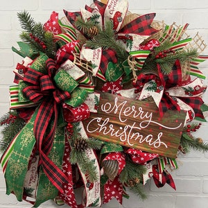 Christmas door wreath, rustic Christmas, farmhouse wreath, farmhouse Christmas wreath, Christmas wreath, front door wreath, Christmas decor