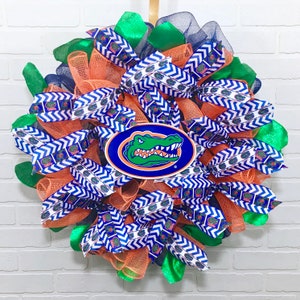 University of Florida wreath, Florida deco mesh wreath, Florida Gators ribbon, Gators Fan, Florida Univ. Gift, UF wreath, UF Alumni