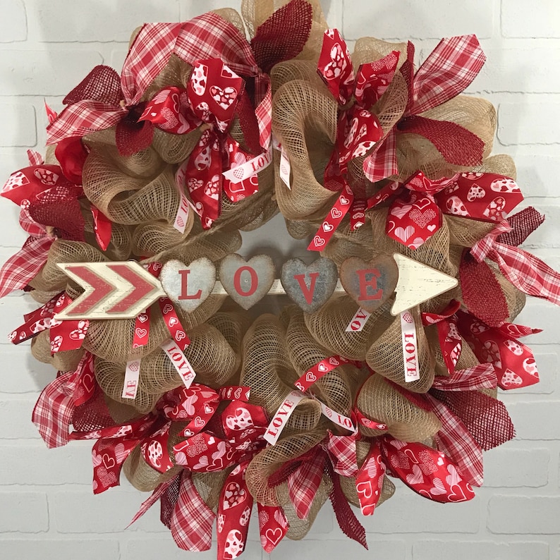 Valentine Day Mesh Wreath Valentine Deco Mesh Wreath Valentine Day Decor Valentine/'s Day Wreath Valentine ribbon Wreath