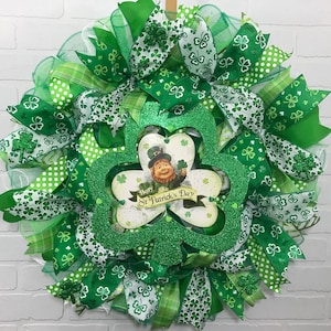 St Patrick’s Day, St Patrick’s Day deco mesh wreath, Shamrock Wreath, St Patrick’s Wreath, St Patrick’s Day Decor, St Pattys Wreath, Spring