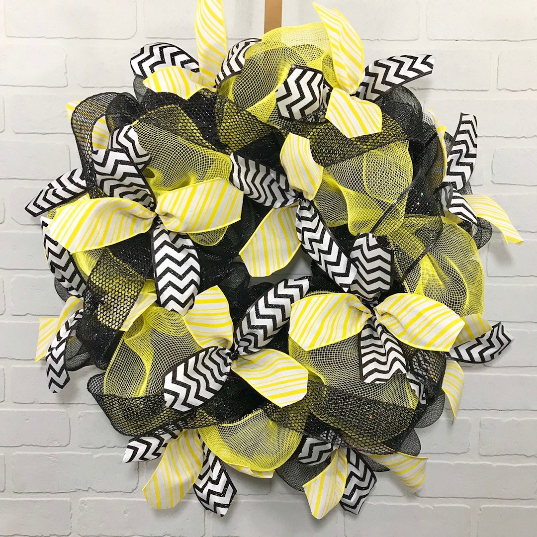 Black and Gold Wreath Black and Yellow Wreath Pittsburgh Etsy