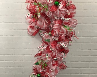 Winter Wreath, Christmas Wreath, Winter deco mesh, Christmas deco mesh, mesh winter, mesh Christmas, Candy Cane Wreath, winter ribbon,
