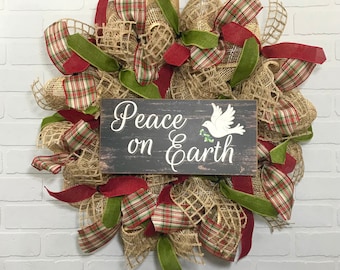 Winter farmhouse Wreath, Christmas Wreath, deco mesh wreath, Winter Burlap Wreath, farmhouse wreath, Country  Wreath, Wreath for front door