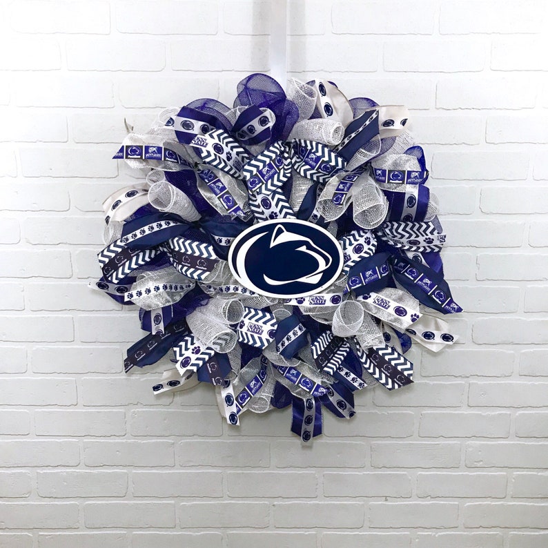 Penn State Wreath, Penn State Deco Mesh Wreath, Penn State Ribbon, Penn ...