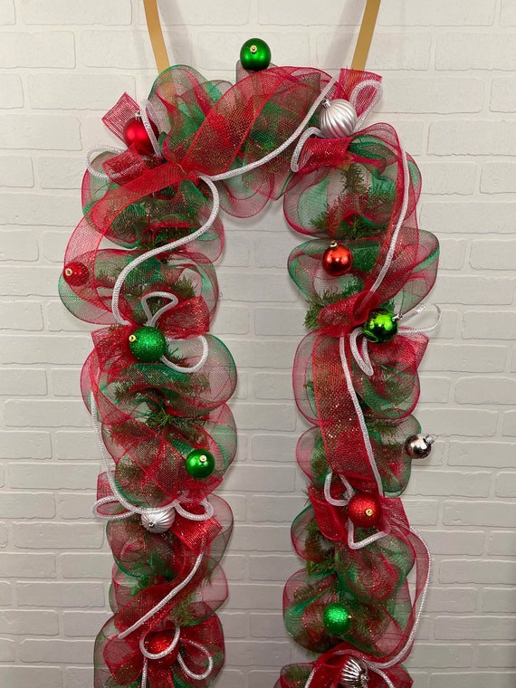 Christmas mantle Christmas Garland Christmas deco mesh Christmas swag winter mantle fireplace winter swag Winter garland railing