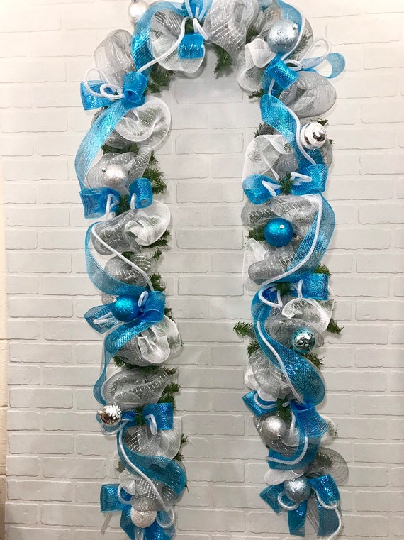 Blue Fireplace Christmas Decorations - Christmas Garland Door Garland Fireplace Garland Christmas Etsy