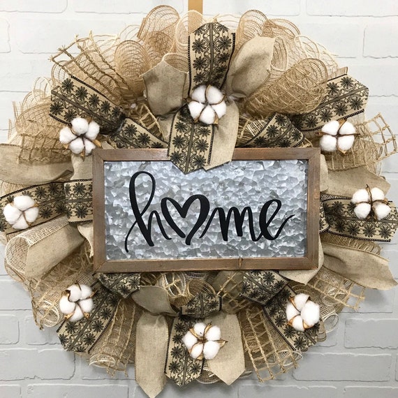 Farmhouse Wreath Farmhouse Decor Everyday Wreath Deco Mesh Etsy