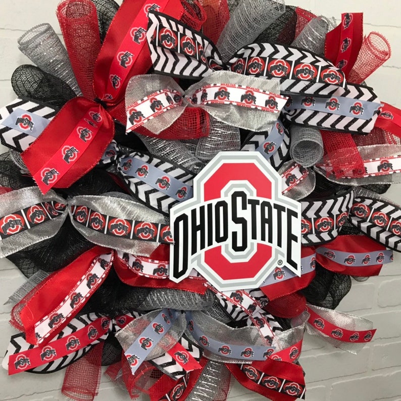 Ohio State Wreath, Ohio State Deco Mesh Wreath, Ohio State Ribbon, Ohio ...