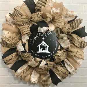 Christmas Wreath, Christmas Farmhouse Wreath, Religious Wreath, Holiday Wreath, Christmas Deco Mesh Wreath, Wreath for front door, Christmas