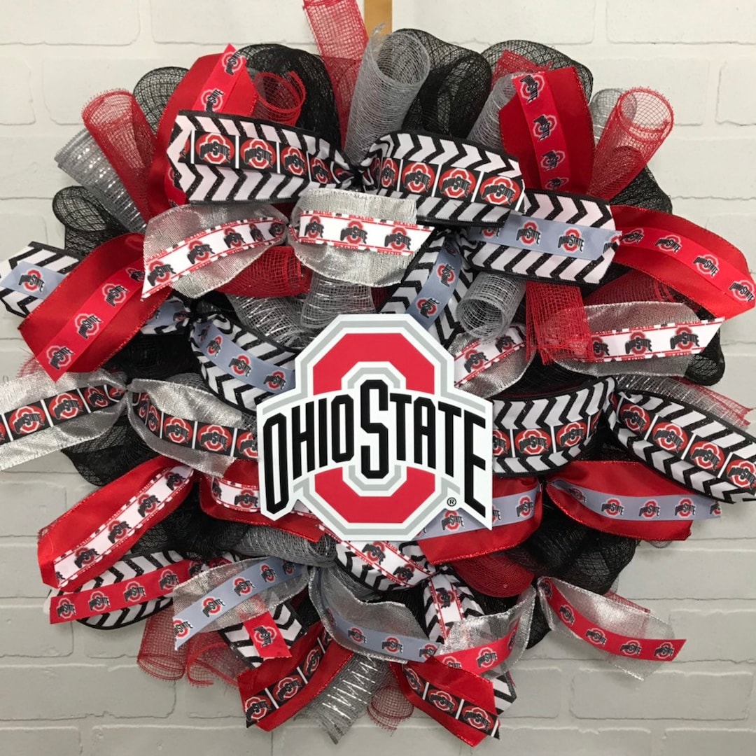 Ohio State Wreath, Ohio State Deco Mesh Wreath, Ohio State Ribbon, Ohio ...
