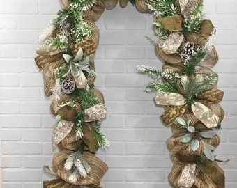 Christmas Garland, Winter Garland, Farmhouse Decor, Mantle Decor, Fireplace Garland, Railing Garland, Christmas Swag, Door Swag,