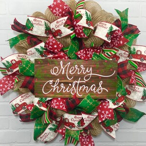 Christmas wreath, Holiday Wreath, Christmas Decor, Christmas Deco Mesh Wreath, Front Door Wreath, Wreath, Christmas Farmhouse Wreath