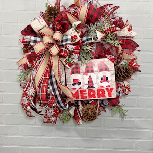 Buffalo Check Christmas Wreath, Gnome Wreath, Farmhouse Christmas, Winter Wreath, wreaths, Holiday Wreath, Christmas wreath