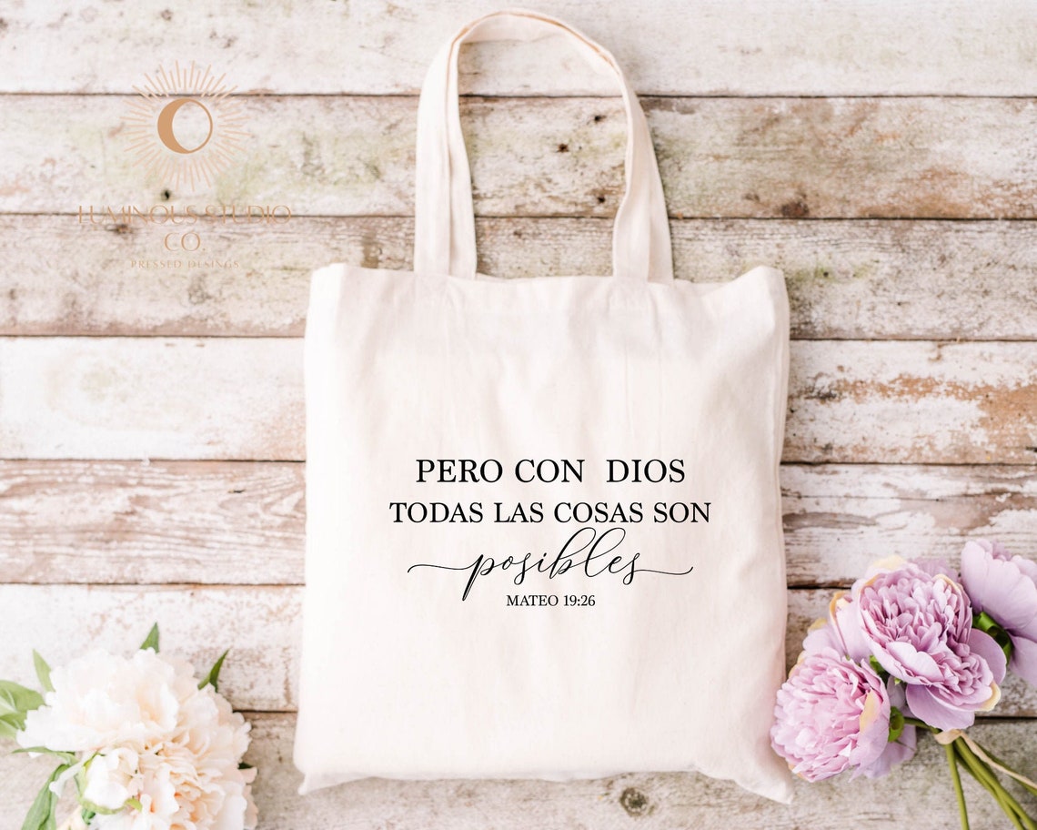 Spanish Tote bag Dios es Bueno Bible tote bag Bible study Etsy