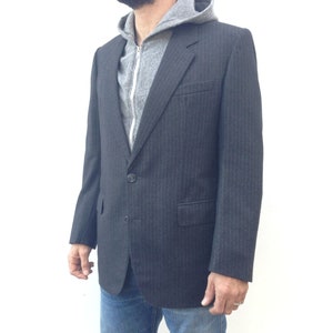 Christian Dior | Vintage Men&#39;s Blazer | 1980s | Jacket with Gray Pinstripes | Classic Sport Coat | Suit Jacket | Made in France | Size S/M