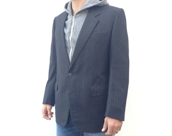 Blazer vintage Christian Dior in lana anni '80 / Giacca classica a righe sottili / Francia / S/M
