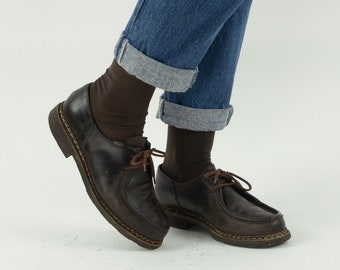 Paraboot - Michael | Vintage Derby Shoes | 1980s | Brown Leather Shoes | Classic | Made in France | Size EU 37,5 /UK 5/US 6