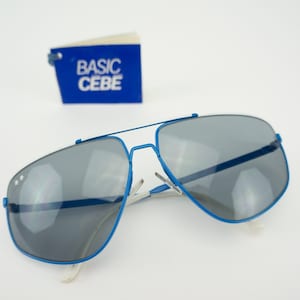 Cébé | Vintage Sunglasses | 1980s | Metal Frame Glasses | Blue/White | Grey Lenses | Hexagonal Shape Glasses | Made in France | NOS