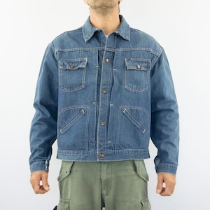 Roebucks | Vintage Pleated Denim Jacket | 1950/60s | Sears Roebuck and Co. | Dark Blue | Selvedge Denim | Sanforized | Made in USA | Size L