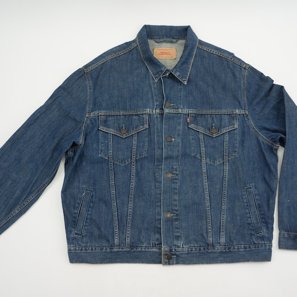 Levi's | Veste en Jean Vintage | 1990s | Classique | Trucker Jacket | Tab Rouge | Bleu Foncé | Indigo Denim | LEVI'S Type III | Taille XXL