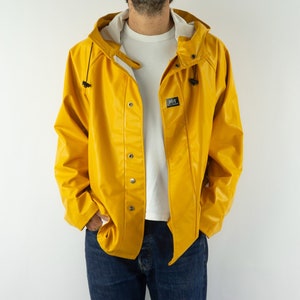 Helly Hansen Vintage Yellow Raincoat 1990s Nautical Hooded