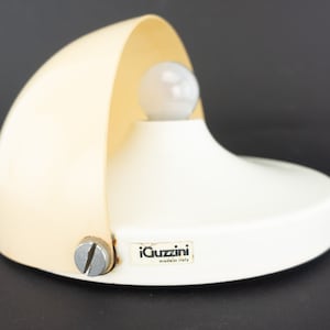 iGuzzini Vintage Wall Lamp 1970s | Mezzanotte by Harveiluce | Adjustable Wall Light | White Metal & Plastic | Space Age | Made in Italy