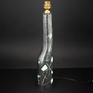 Vintage Ceramic Table Lamp | 1950s | Mid Century Design | Brutalist Table Lamp Base |  Black/ Green Enamelled Ceramic | Made in France