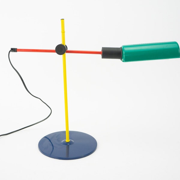 Veneta Lumi | Lampe de Table Vintage | 1980s | Style Memphis | Métal | Couleurs Primaires | Post-Modernisme | Design 1980 | Made in Italy